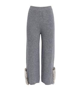 Premium Quality Latest Design Cheap Price Grey Color <b>Fur</b> <b>Trim</b> Trousers For Women's Winter Custom Clothing Trouser For Women's - Product Image 1