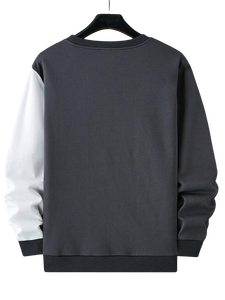 เสื้อสเวตเชิ้ตคอกลมแบบย้อมสีบล็อกสีสำหรับผู้ชาย - Product Image 2