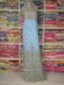 Collection Empress : luxueux tissu George nigérian traditionnel avec des motifs floraux et des incrustations de pierres dorées complexes. - Product Image 4