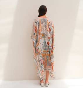 Nuevo Kaftán Elegante de Viscosa Ecológica, Túnica Maxi para Cubrir el Bikini, Lavable, con Estampado Digital, Cintura Natural para Mujer, Ideal para Vacaciones - Product Image 5