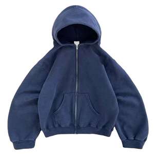 Sweat à capuche zippé hiver surdimensionné Streetwear capuche technique lavée brodé imprimé - Product Image 5