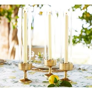 Portavelas cónico de huracanes de Metal/vidrio alto de diseño Simple, acabado dorado para decoración de iluminación de mesa de sala de estar - Product Image 3