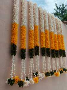 Guirnalda de flores de jazmín y tuberosa, decoración de Mandap de boda india, telón de fondo de aspecto Natural, cadena Pooja DEL SUR DE LA India - Product Image 5