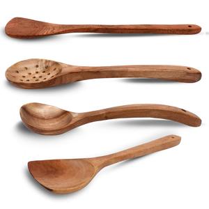 SKIMMER DE COCINA DE MADERA DE ACACIA Servidores de ensalada de madera de mango Juego de 2 SERVIDORES DE ENSALADA DE MADERA JUEGO DE 2 HECHO A MANO KETCHENWAR ÚNICO - Product Image 5