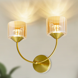 Lámpara de Pared Moderna de Cobre con Pantalla de Vidrio Ámbar, LED E14 2700K, Luz Blanca Cálida, para Sala de Estar, con 3 Años de Garantía - Product Image 6