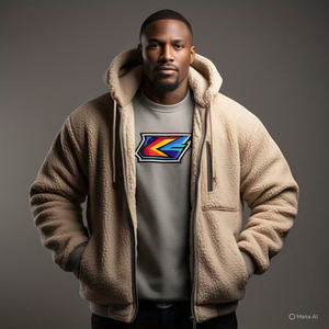 High Quality New Design Custom Logo High Collar Patchwork Color <b>Sherpa</b> Fleece <b>Jacket</b> for <b>Men</b> Wholesale Price - Product Image 6