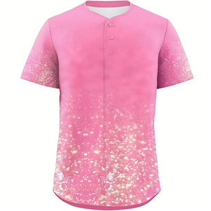 เสื้อเจอร์ซีย์เบสบอลระบายอากาศได้ดีผ้าโพลีเอสเตอร์คอวี100% พิมพ์ลายดิจิทัลโลโก้ออกแบบได้ตามต้องการใหม่ - Product Image 2