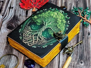 Women's Tree of Life Genuine Leather Journal A5 Spiral Notebook Custom Logo Thread Sewing Organizer Perfect Gift <b>Box</b> Packaging - Product Image 5