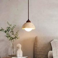 Lustre suspendu en pierre de grotte jaune style Wabi-Sabi pour chambre à coucher, idéal pour gîte rétro et restaurant