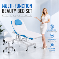 Table de soin électrique professionnelle réglable avec tabouret en cuir PVC pour spa, massage et équipement de salon de beauté