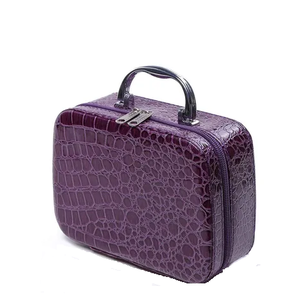 Women's <b>Large</b> <b>Capacity</b> Leather <b>Cosmetic</b> <b>Travel</b> <b>Bag</b> Fashion Style Brown Double-Zipper Wide Opening Makeup Pouch - Product Image 6