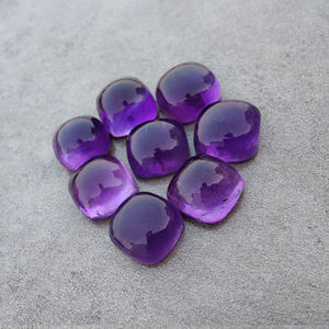 AAA+ Quality Natural Amethyst Cabochon Square <b>Cushion</b> Shape Flat Back Calibrated Loose Gemstones All Sizes Available Wholesale - Product Image 3