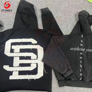Custom Logo Printed Breathable Flare Sweatpants and Zip-Up Hoodie Two-Piece Set Rhinestone Winter Men <b>Tracksuit</b> - Product Image 2