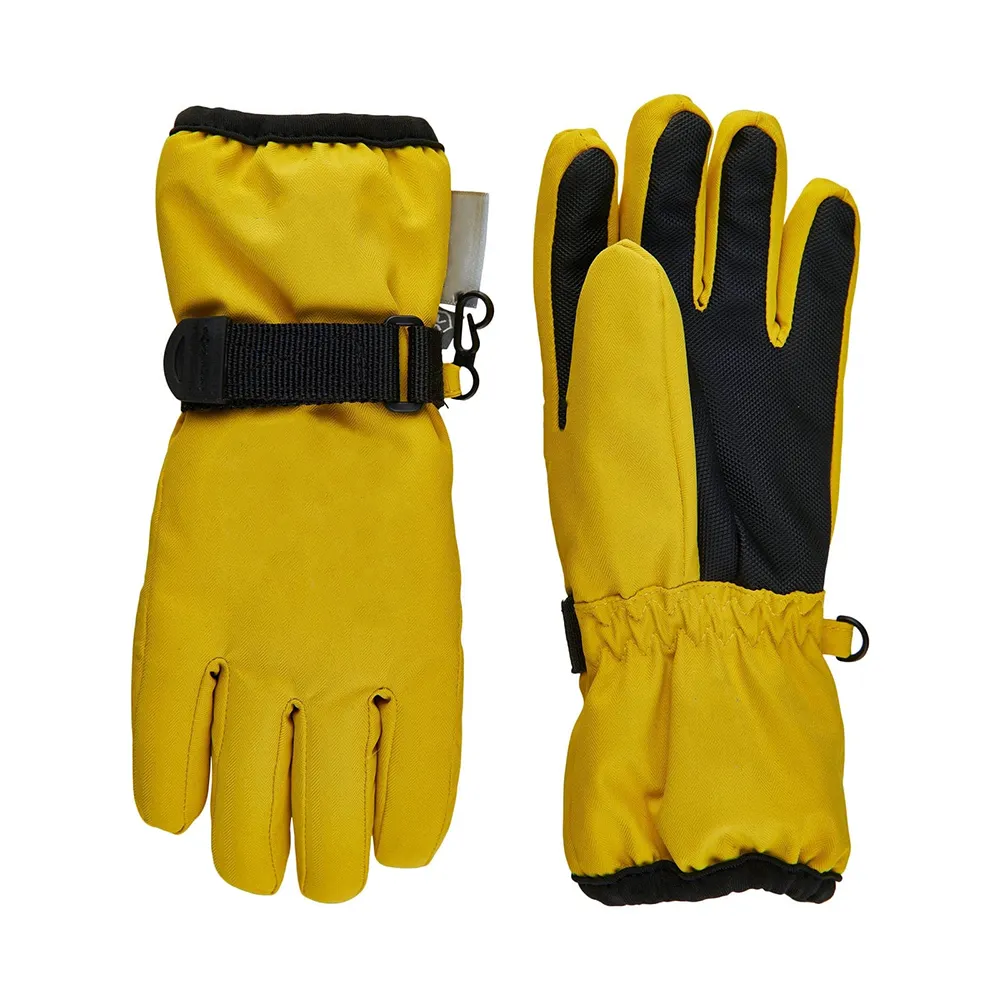 Luvas de esqui quentes cor amarela luvas de couro à prova d'água para snowboard e snowboard com design personalizado