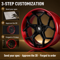 Jantes forgées noires à sept branches avec baril rouge, 2 pièces, 18 19 20 21 pouces, 5x112 5x114.3 5x120 BMW M4