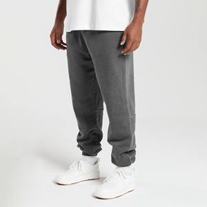 Pantalon de jogging ample et décontracté en molleton uni avec cordon de serrage, style streetwear, effet délavé, pour homme - Product Image 3