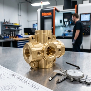 Composant de corps de valve de précision usiné CNC en laiton sur mesure - Product Image 1