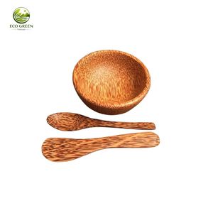 <b>Coconut</b> Bowl With Spoons Handmade Minimalist Design For Camping Food Serving Uncoated <b>Coconut</b> Handicraft - Product Image 1