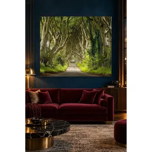 ภาพพิมพ์บนผ้าใบถนนอุโมงค์สีเขียวฟิดาที่มีต้นไม้เต็มทาง - Product Image 5
