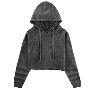 Jersey ligero con capucha para mujer, corte recortado, manga larga, tela suave para calle, aspecto informal, viaje, gimnasio en casa y uso en el trabajo - Product Image 1