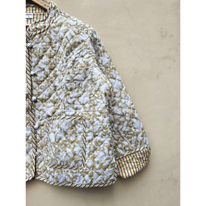 Abrigo de Invierno Acolchado para Mujer, Estilo Bohemio Vintage, Hecho a Mano, Ecológico, Resistente al Viento, Reversible, Chaqueta de Algodón y Lino a Rayas con Cuello en V - Product Image 3