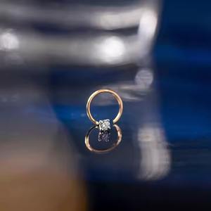 Custom 14K Yellow <b>Gold</b> Traditional Bridal Lab Grown Diamond Solitaire <b>Nose</b> Ring Factory Price Cut Moissanite Jewelry - Product Image 2