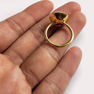 Anillo de Plata de Ley Chapado en Oro de 18K Hecho a Mano con Incrustaciones de Cuarzo Rosa, Estilo Étnico, Acabado Pulido para Mujer, Regalo de Compromiso - Product Image 4