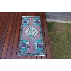 1.5x3.4 ft Vintage Rug, Turkish Rug, <b>Red</b> Moroccan <b>Wool</b> Rug - Product Image 4