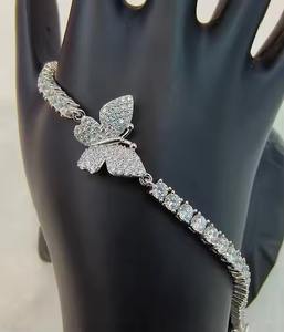 Pulsera de tenis de mariposa de diamante de moissanita de corte redondo de oro blanco de 14 quilates, hermosa pulsera de diamante blanco redondo de 3MM regalo de cumpleaños - Product Image 4