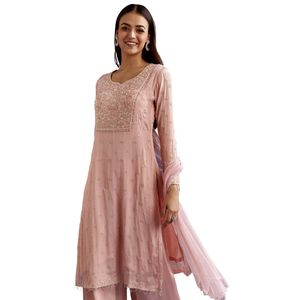 Set Kurta da lavoro ricamato Moti rosa Baby con Dupatta all'ingrosso donna abbigliamento etnico OEM fornitore di fabbrica abbigliamento personalizzato per feste - Product Image 4