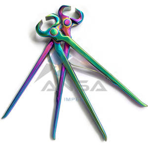 Pinces à sabots maréchal-ferrant 12 pouces arc-en-ciel revêtu de Plasma pré-chargé printemps fer à cheval tondeuse robuste abandonné forgé Chrome - Product Image 1