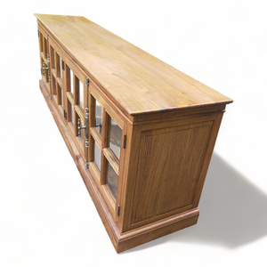 ตู้เก็บทีวีแผงไม้เนื้อแข็งแบบชนบทตู้ทีวียาวสำหรับบ้านไร่ห้องนั่งเล่นห้องรับประทานอาหารกลางศตวรรษที่ฝรั่งเศส - Product Image 3