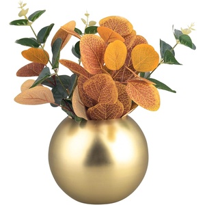 Diseño de bola moderno Base plana Color dorado mate Maceta Jarrones de metal Arreglo de flores Florero Decoración de boda de oro para el hogar - Product Image 1