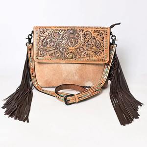 Bolso Bandolera de Cuero Genuino con Flecos, Bolso de Hombro Estilo Western con Diseño Floral Vintage Hecho a Mano para Mujer, Verano, OEM - Product Image 3