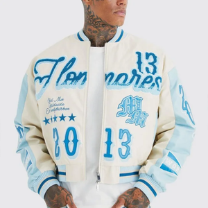 Veste universitaire en chenille à manches en cuir personnalisée OEM Broderie de manches en cuir et hiver à la mode de haute qualité pour unisexe - Product Image 5