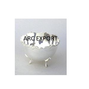 Cuenco de lujo de 2 niveles con la mayoría de los cuencos para servir comida modernos pulidos con espejo plateado de Metal estándar con cuencos para servir con mango dorado - Product Image 2