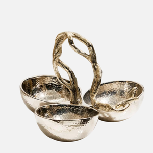 Elegante juego de tazones de tuerca de acero inoxidable hechos a mano con soporte de diseño de hoja de latón para decoración del hogar y servicio perfecto para servir aperitivos - Product Image 4