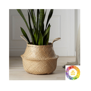 Panier de ventre en jonc de mer fabriqué à la main Organisateur décoratif ajoute une touche rustique Parfait pour les magazines Bois de chauffage ou jouets pour animaux de compagnie - Product Image 3