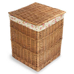 Cesta de lavandería de mimbre cuadrada al vapor ligera con forro de rosas de jardín cesta organizadora elegante para el hogar - Product Image 6