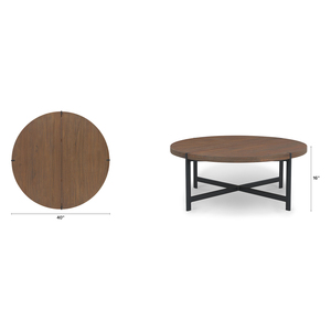 Mesa de centro redonda de madera maciza de estilo moderno personalizada mesa de sofá con acento rústico para sala de estar para Hoteles Apartamentos villas - Product Image 2