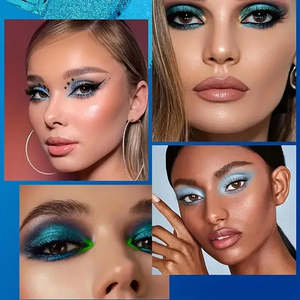 9-Color <b>Blue</b> <b>Eyeshadow</b> <b>Palette</b> High Quality Satin Luminous Finish Waterproof Mineral Makeup Daily Use Chameleon Sparkle Effects - Product Image 5