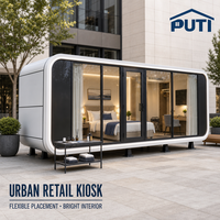 Cabane préfabriquée moderne de type Apple avec aménagement de fenêtres sur mesure et finitions résistantes aux intempéries pour l'hébergement des clients dans les zones touristiques