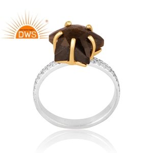 Diseño de tendencia, anillo de piedras preciosas de obsidiana de brillo de oro Natural de Plata de Ley 925, joyería de diseño personalizado para mujer, regalo para ella - Product Image 1