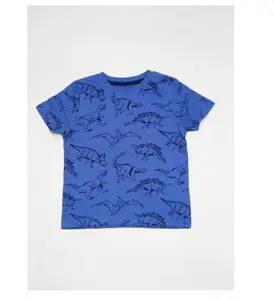 Surplus BOYS PRINTED T SHIRT NAVY All over Printed T Shirt Wholesale Boys Short Sleeve T Shirt Stocklot O-neck from India
