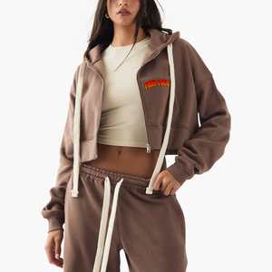 Custom Cut and Sew ladies zipper cropped <b>hoodie</b> wholesale Manufacturer High Quality custom printed Luxury women's <b>hoodies</b> - Product Image 6