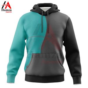 Sweats à capuche color-block élégants pour hommes et femmes en bleu gris, 100% coton molletonné, 280 GSM, respirant, col à cordon réglable - Product Image 4