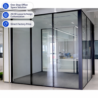 Cloison acoustique mobile moderne en verre avec cadre en aluminium, système de cloisonnement insonorisé pour bureau, prix direct usine