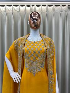 Diseñador paquistaní de alta calidad totalmente listo Salwar Kameez 3 Pc Kurta Sharara conjunto para ropa de fiesta conjunto bordado - Product Image 4