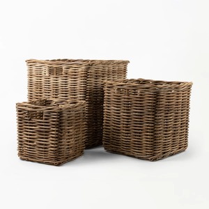 Set of 3 Square Rattan <b>Baskets</b> for <b>Shelves</b> Handmade Storage <b>Basket</b> Wholesale eco-friendly Made in Viet Nam - Product Image 1
