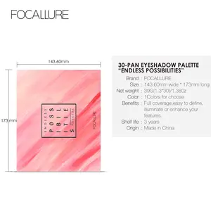 FOCALLURE FA82 הטוב ביותר באיכות צלליות פלטת 30 גוונים גליטר צללית צבעים עם מראה